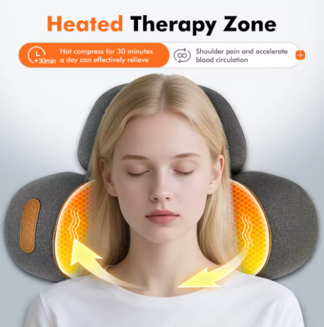 Heated neck massager