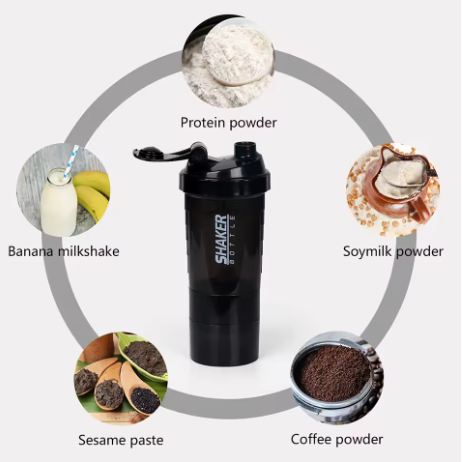 3-Layer protein bottle shaker