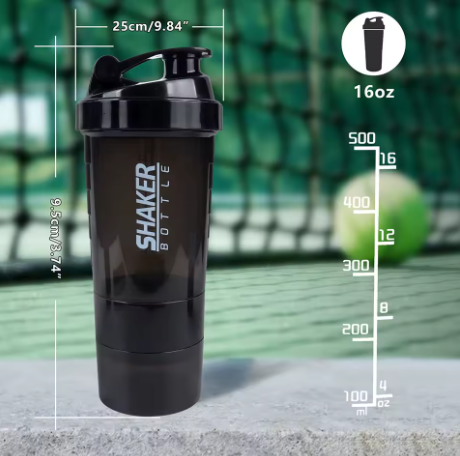 3-Layer protein bottle shaker